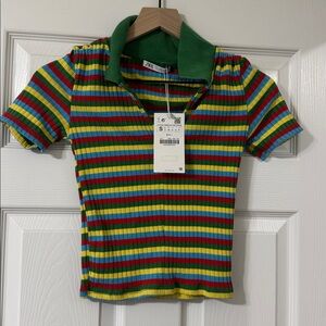 Zara Colorful Striped Polo Shirt